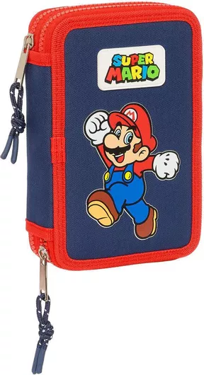 Σακίδιο Πλάτης Μολύβια Super Mario World Ναυτικό Μπλε 12.5 X 19.5 X 4 Cm 28 Τεμάχια