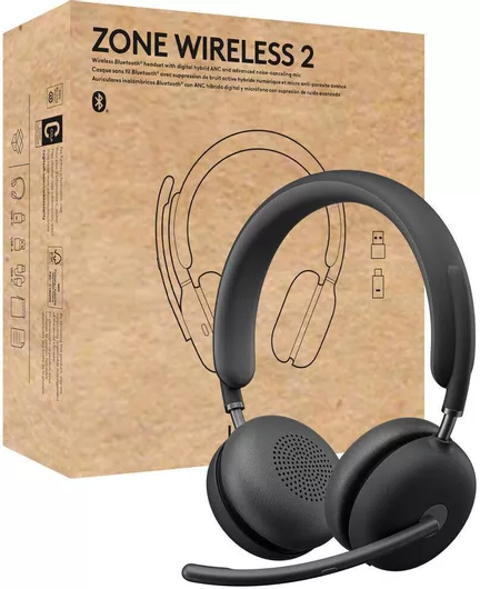 Multimedia Ακουστικό Logitech Zone Wireless 2 Teams Version With Receiver On Ear με μικρόφωνο & σύνδεση Bluetooth / USB-A  Γκρι 