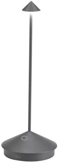 Zafferano Pina Wireless Rechargeable Table Lamp with Touch Control and Dimmer, Usable as Outdoor Light, 2200-3000K, 29 cm, Dark Gray