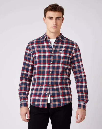 Wrangler Μακρυμάνικo Φανελένιο Πουκάμισο Καρό Κόκκινο