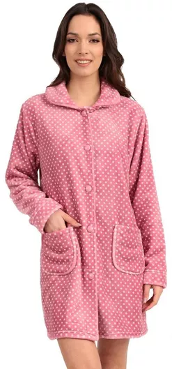 Lydia Creations Χειμερινή Γυναικεία Fleece Ρόμπα Ροζ