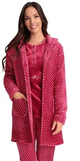 Lydia Creations Χειμερινή Γυναικεία Fleece Ρόμπα Μπορντό