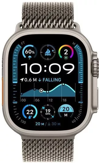 Apple Watch Ultra 2 2024 Titanium 49mm Αδιάβροχο με eSIM & Παλμογράφο Natural με Natural Titanium Milanese Loop - Small