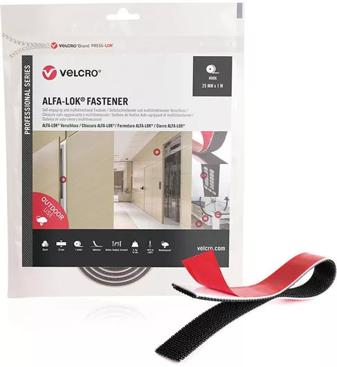 Ταινία Διπλής Óψης Velcro Alfa-lok 25 Mm X 1 M Μαύρο