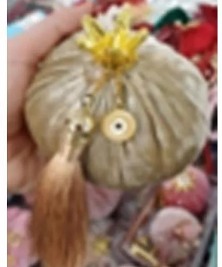 458905 Ροδί Βελούδινο Σαμπανί Χρυσές Λεπτομέρειες 10cm