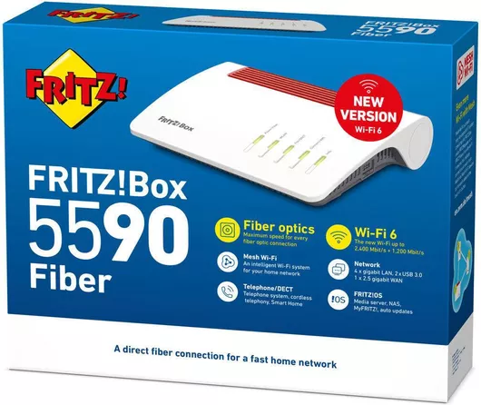 Ασύρματο Modem Router AVM FRITZ!Box 5590 Fiber XGS-PON VDSL2 Wi‑Fi 6 με 4 Θύρες Ethernet