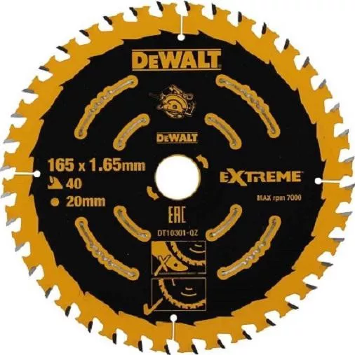 Δίσκος Κοπής Dewalt DT10301 Ξύλου 165mm με 40 Δόντια