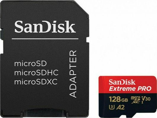 Sandisk Extreme Pro microSDXC 128GB Class 10 U3 V30 A2 UHS-I με αντάπτορα SDSQXCD-128G-GN6MA