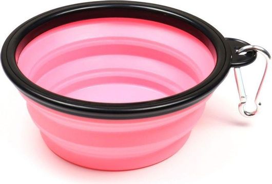 Μπολ Σιλικόνης Φαγητού & Νερού για Σκύλο Πτυσσόμενο 350ml Ροζ