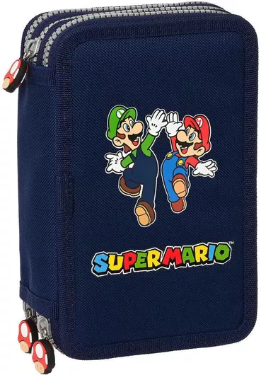 Super Mario Κασετίνα με 3 Θήκες Μπλε