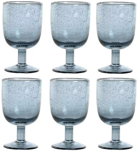 Ποτήρια Home Esprit από Κρύσταλλο μπλε Κολωνάτα 300ml Σετ 6τμχ