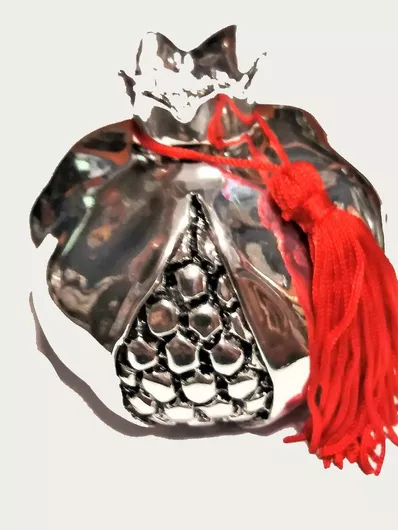 Γούρι Επιτραπέζιο Ρόδι από Μέταλλο Ασημί