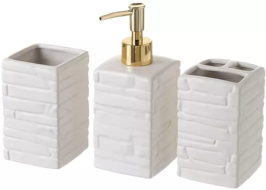 Αξεσουάρ Μπάνιου BigBuy Σετ Κεραμικό Λευκό