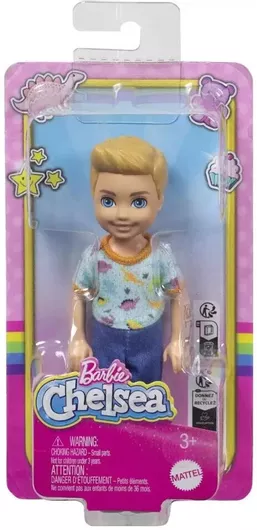 Barbie Dino Print Blond Κούκλα Chelsea Ξανθό Αγοράκι Μπλούζα Δεινόσαυρος για 3+ Ετών - Mattel
