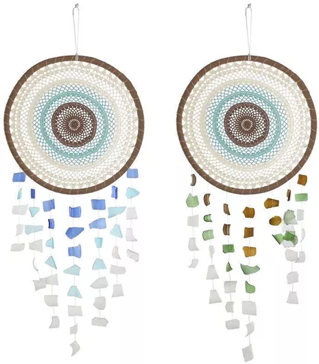 Διακοσμητικά Τοίχου Κρεμαστή Διακόσμηση Home Esprit Πολύχρωμο Boho X2