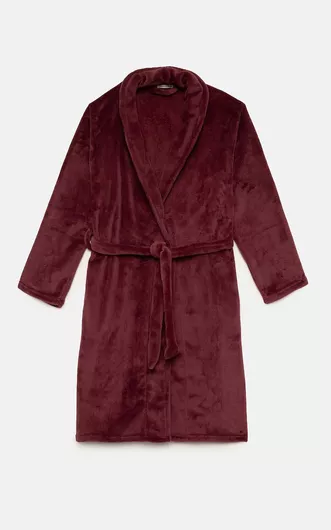 Minerva Χειμερινή Γυναικεία Fleece Ρόμπα Bordeaux