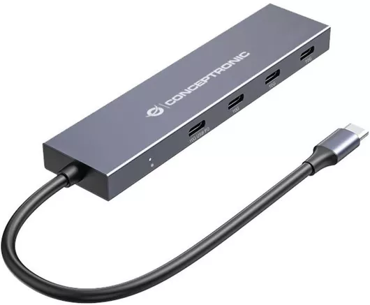 Conceptronic USB 3.2 Hub 4-Port with USB-C Connection & Charging Port Grey