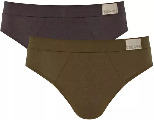Sloggi Ανδρικά Σλιπ Brown / Khaki Μονόχρωμα 2Pack