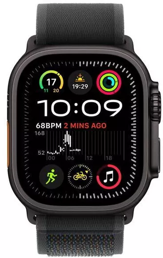 Apple Watch Ultra 2 2024 Titanium 49mm Αδιάβροχο με eSIM & Παλμογράφο Black Titanium Case with Black Trail Loop - M/L