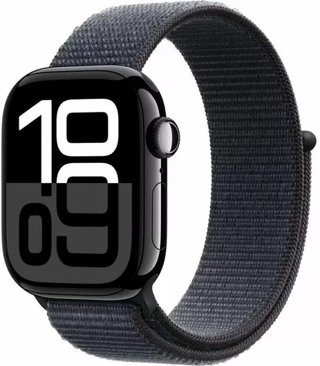 Apple Watch Series 10 Cellular Aluminium 42mm Αδιάβροχο με eSIM & Παλμογράφο Sport Loop Jet Black/Ink