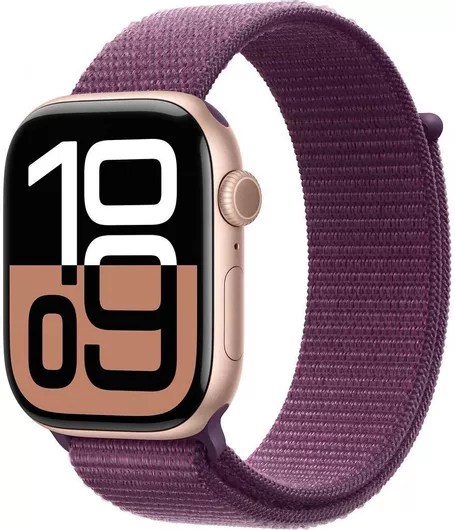 Apple Watch Series 10 Cellular Aluminium 46mm Αδιάβροχο με eSIM & Παλμογράφο Rose Gold/Plum Sport Loop