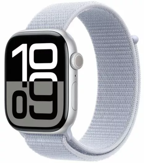 Apple Watch Series 10 Cellular Aluminium 46mm Αδιάβροχο με eSIM & Παλμογράφο Silver Aluminium/Blue Cloud