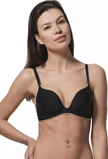 Luna Miracle One Μαύρο Σουτιέν Push Up χωρίς Μπανέλες