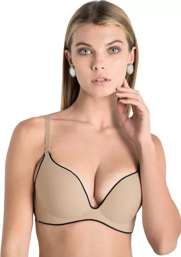 Luna Miracle One Beige/Black Σουτιέν Push Up χωρίς Μπανέλες