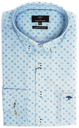 Fynch Hatton Πουκάμισο της σειράς Supersoft Cotton - 1221 9020 9020 Earth Blue