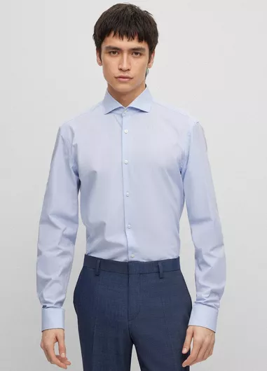 Hugo Boss Kason Μακρυμάνικo Βαμβακερό Πουκάμισο σε Στενή Γραμμή Γαλάζιο