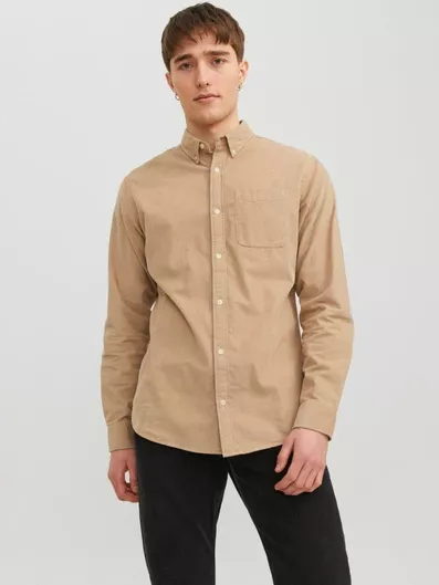 Jack & Jones Ανδρικό Πουκάμισο Μακρυμάνικo Μπεζ