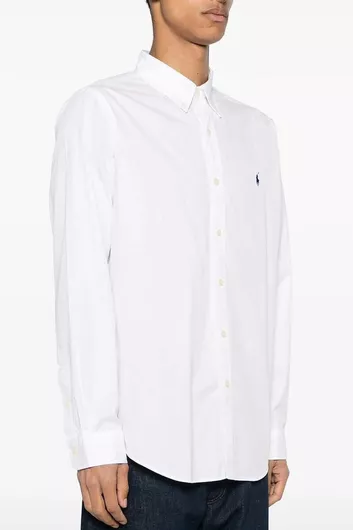 Ralph Lauren Μακρυμάνικo Βαμβακερό Πουκάμισο σε Κανονική Γραμμή Λευκό