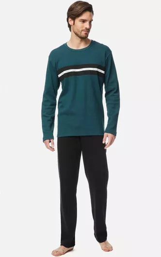 Minerva Χειμερινή Ανδρική Πιτζάμα Βαμβακερή Petrol