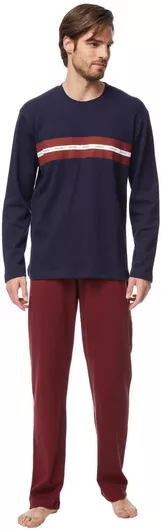 Minerva Χειμερινή Ανδρική Πιτζάμα Βαμβακερή Μπλε