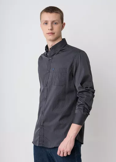 Trussardi Μακρυμάνικo Τζιν Πουκάμισο Ριγέ Dark Grey