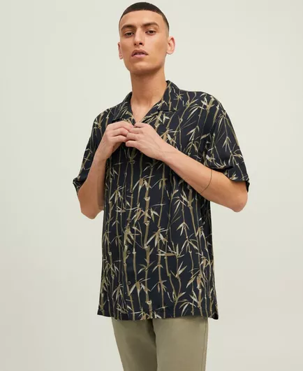 Jack & Jones Κοντομάνικο Πουκάμισο σε Φαρδιά Γραμμή Floral Caviar
