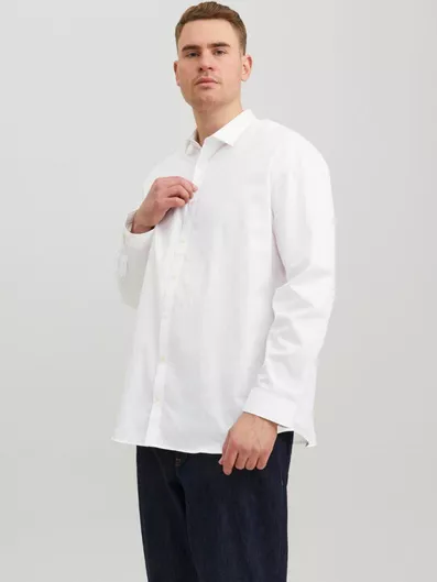 Jack & Jones Μακρυμάνικo Βαμβακερό Πουκάμισο Λευκό