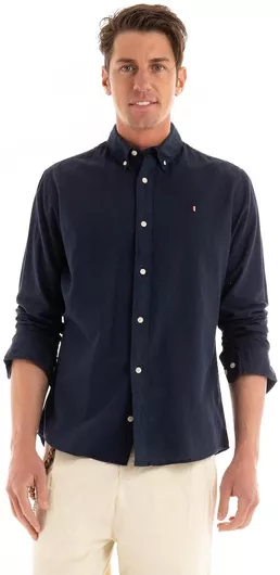 Jack & Jones Μακρυμάνικo Λινό Πουκάμισο σε Στενή Γραμμή Navy Blazer