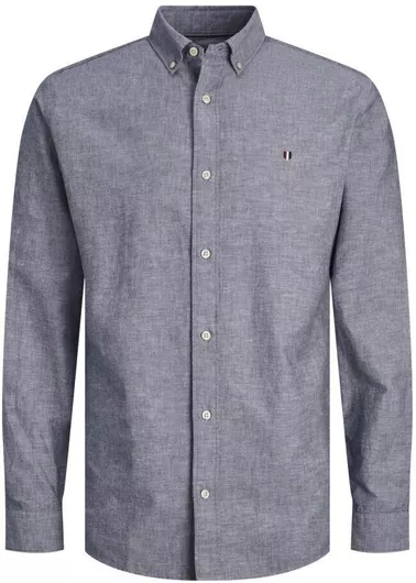 Jack & Jones Μακρυμάνικo Λινό Πουκάμισο σε Στενή Γραμμή Γαλάζιο