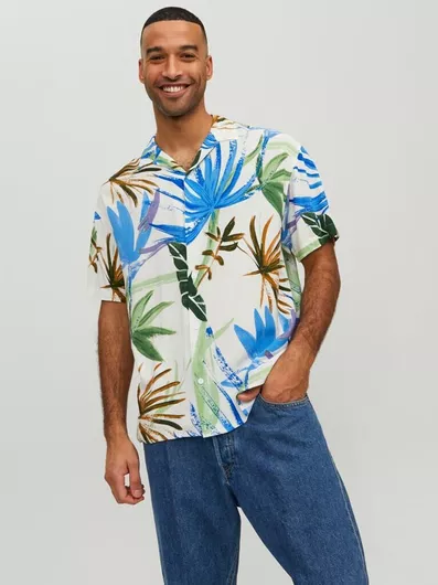 Jack & Jones Μακρυμάνικo Πουκάμισο Floral Cloud Dancer