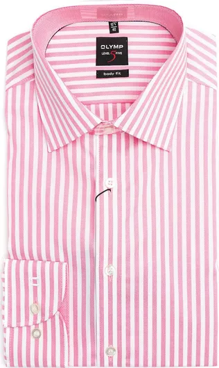 Olymp Πουκάμισο της γραμμής Body Fit - 2018 74 81 Pink Stripes
