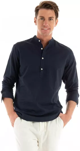 Jack & Jones Μακρυμάνικo Λινό Πουκάμισο σε Κανονική Γραμμή navy