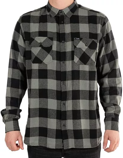 Double Overshirt Μακρυμάνικo Φανελένιο Πουκάμισο Καρό Χακί