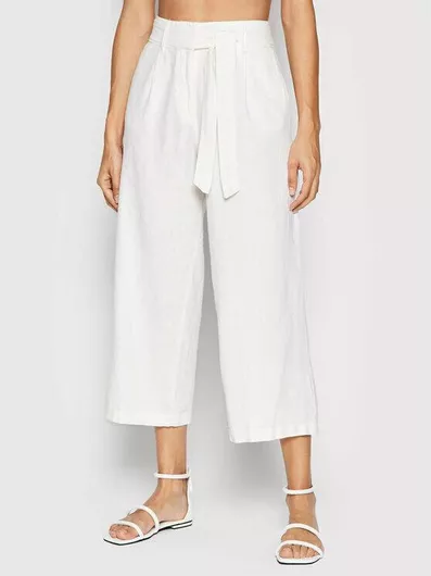 Only Γυναικεία Ψηλόμεση Υφασμάτινη Παντελόνα Λευκό
