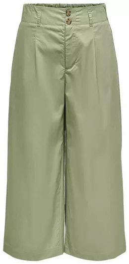 Only Γυναικεία Ψηλόμεση Βαμβακερή Παντελόνα με Λάστιχο σε Loose Εφαρμογή Oil Green