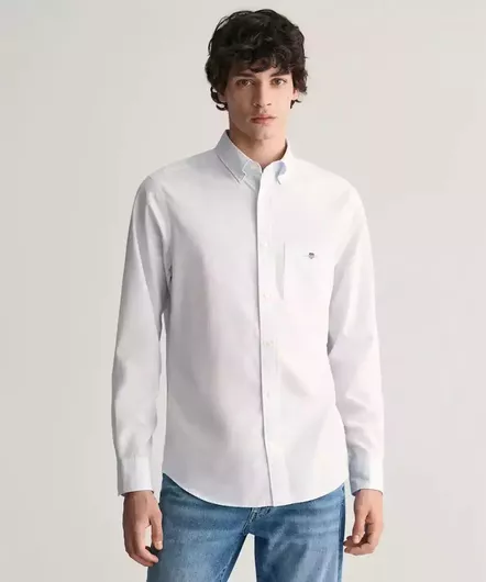 Gant Ανδρικό Ριγέ Μπλε Βαμβακερό Μακρυμάνικο Πουκάμισο Regular Fit