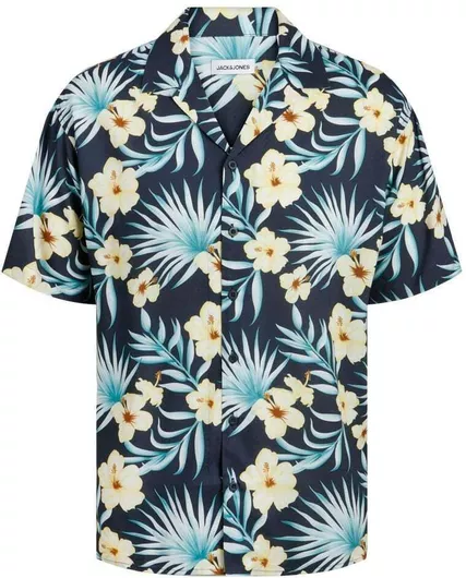 Jack & Jones Κοντομάνικο Πουκάμισο σε Κανονική Γραμμή Floral Navy Blazer
