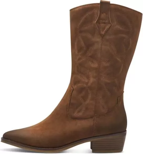 Marco Tozzi Δερμάτινα Γυναικεία Μποτάκια Cowboy Ταμπά