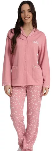 Lydia Creations Χειμερινό Γυναικείο Σετ Πιτζάμας Βαμβακερό Ρόζ