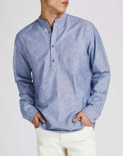 Jack & Jones Μακρυμάνικo Τζιν Πουκάμισο σε Στενή Γραμμή Faded Denim Sky Blue